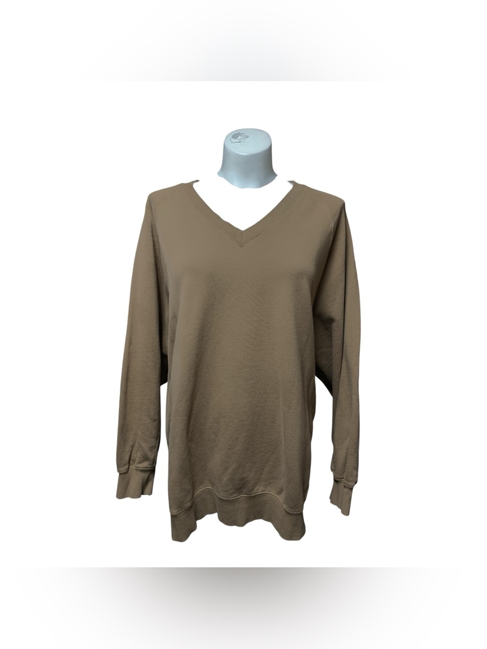 Brunette The Label V-Neck Sweatshirt - Taupe Brown Size L